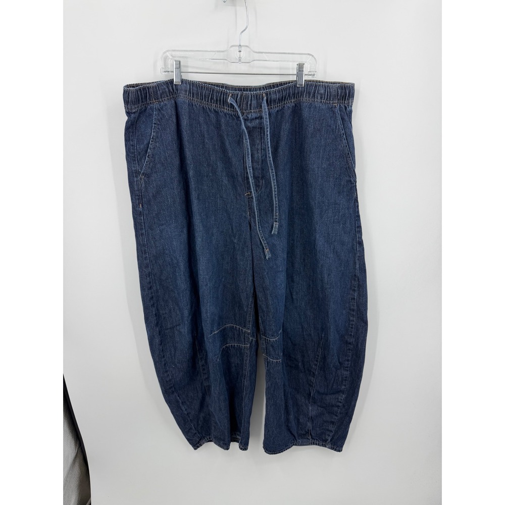 Old Navy Barrel E-Waist Jeans Womens XXL Dark Wash Elastic Drawstring Denim